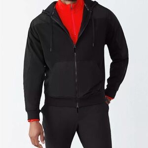 GSTQ Men's Hybrid Full Zip Hoodie Black Size Medium.
